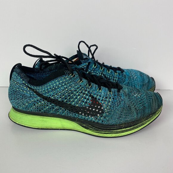 Nike Flyknit Racer Running Shoes Men's 8.5 Blue Lagoon Sneakers 526628 401 - Picture 1 of 16